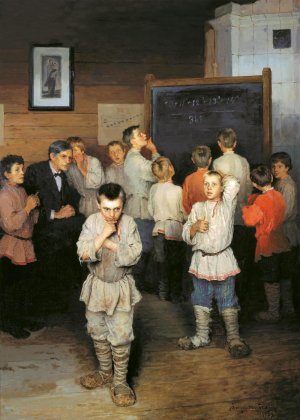 Н.П. Богданов-Бельский. Устный счёт. В народной школе С.А. Рачинского (фрагмент картины). 1885 г.