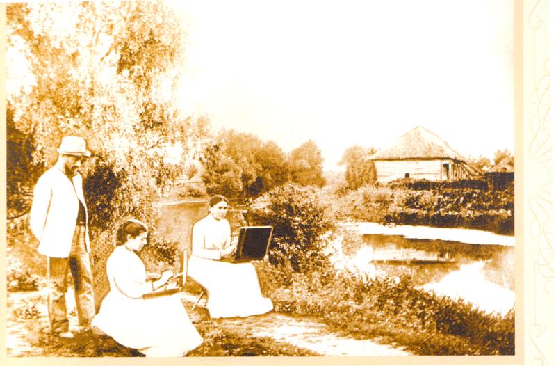 Художник Сахаров, М. П. Чехова и Н. М. Линтварёва